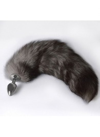 Серебристая коническая анальная пробка с пушистым хвостиком - Sitabella - купить с доставкой в Новочебоксарске