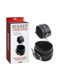Черные оковы на ноги Obey Me Leather Ankle Cuffs - Chisa - купить с доставкой в Новочебоксарске