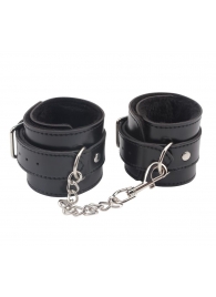 Черные оковы на ноги Obey Me Leather Ankle Cuffs - Chisa - купить с доставкой в Новочебоксарске