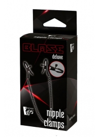 Черные зажимы на соски на цепочке BLAZE DELUXE NIPPLE CLAMPS - Dream Toys - купить с доставкой в Новочебоксарске