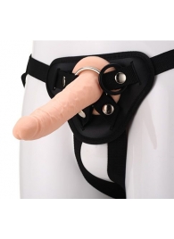 Телесный страпон на черных трусиках STRAP ON REAL DILDO - 20 см. - Dream Toys - купить с доставкой в Новочебоксарске