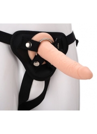 Телесный страпон на черных трусиках STRAP ON REAL DILDO - 20 см. - Dream Toys - купить с доставкой в Новочебоксарске