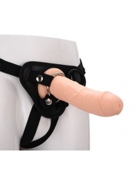 Черные трусики с телесной насадкой STRAP ON REAL DILDO - 21 см. - Dream Toys - купить с доставкой в Новочебоксарске