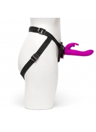 Лиловый страпон Rechargeable Vibrating Strap-On Harness Set - 17,6 см. - Happy Rabbit - купить с доставкой в Новочебоксарске
