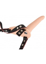 Телесный поясной страпон с вибрацией Vibrating Strap-On - 15,7 см. - Orion - купить с доставкой в Новочебоксарске