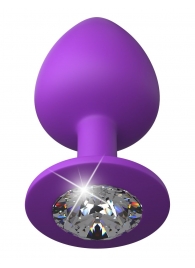 Фиолетовая анальная пробка со стразом Her Little Gem Large Plug - 9,5 см. - Pipedream - купить с доставкой в Новочебоксарске