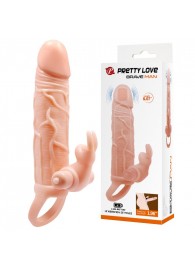 Телесная вибронасадка с клиторальным стимулятором Brave Man - 20,5 см. - Baile - в Новочебоксарске купить с доставкой