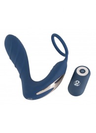 Синий вибростимулятор простаты с кольцом - 14,5 см. - Orion - в Новочебоксарске купить с доставкой