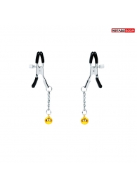 Оригинальные зажимы на соски с желтыми шариками - Notabu - купить с доставкой в Новочебоксарске