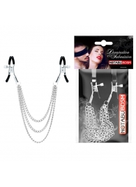 Оригинальные зажимы на соски с тройной цепочкой - Notabu - купить с доставкой в Новочебоксарске