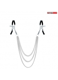 Оригинальные зажимы на соски с тройной цепочкой - Notabu - купить с доставкой в Новочебоксарске