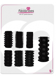 Набор из 7 черных насадок PENIS SLEEVES SET - Dream Toys - в Новочебоксарске купить с доставкой