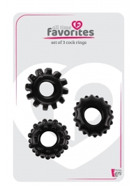 Набор из 3 черных эрекционных колец SET OF 3 COCKRINGS - Dream Toys - в Новочебоксарске купить с доставкой