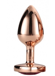 Золотистая анальная втулка с кристаллом-сердечком розового цвета - 7,1 см. - Dream Toys - купить с доставкой в Новочебоксарске