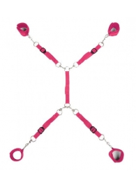 Ярко-розовый набор фиксаций на кровати Classic Bed Spreader - Lux Fetish - купить с доставкой в Новочебоксарске