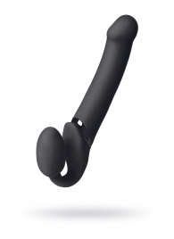 Черный безремневой вибрострапон Vibrating Bendable Strap-On L - Strap-on-me - купить с доставкой в Новочебоксарске