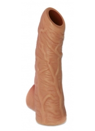 Телесная открытая насадка-реалистик с подхватом мошонки Nude Sleeve S - 10 см. - KOKOS - в Новочебоксарске купить с доставкой