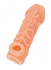 Телесная закрытая насадка с венками Cock Sleeve Size S - 13,8 см. - KOKOS - в Новочебоксарске купить с доставкой