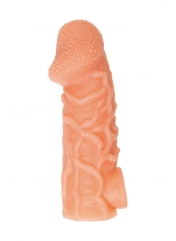 Телесная закрытая насадка с венками Cock Sleeve Size L - 17,6 см. - KOKOS - в Новочебоксарске купить с доставкой