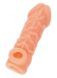Телесная закрытая насадка с венками Cock Sleeve Size L - 17,6 см. - KOKOS - в Новочебоксарске купить с доставкой