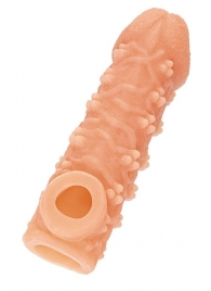 Телесная закрытая насадка с пучками шишечек Cock Sleeve Size L - 17,6 см. - KOKOS - в Новочебоксарске купить с доставкой