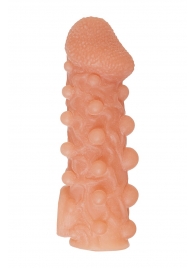 Телесная закрытая насадка с шариками Cock Sleeve Size L - 17,6 см. - KOKOS - в Новочебоксарске купить с доставкой