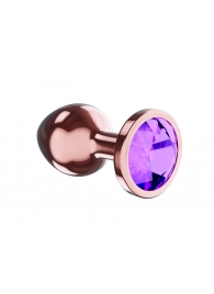 Пробка цвета розового золота с фиолетовым кристаллом Diamond Amethyst Shine S - 7,2 см. - Lola Games - купить с доставкой в Новочебоксарске