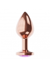 Пробка цвета розового золота с фиолетовым кристаллом Diamond Amethyst Shine S - 7,2 см. - Lola Games - купить с доставкой в Новочебоксарске