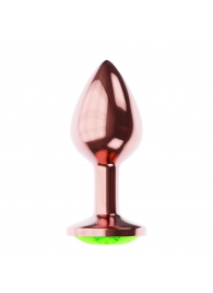 Пробка цвета розового золота с лаймовым кристаллом Diamond Emerald Shine S - 7,2 см. - Lola Games - купить с доставкой в Новочебоксарске