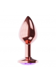 Пробка цвета розового золота с фиолетовым кристаллом Diamond Amethyst Shine L - 8,3 см. - Lola Games - купить с доставкой в Новочебоксарске