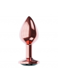 Пробка цвета розового золота с черным кристаллом Diamond Jet Shine L - 8,3 см. - Lola Games - купить с доставкой в Новочебоксарске