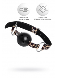 Черный кляп-шар на леопардовых ремешках Anonymo - ToyFa - купить с доставкой в Новочебоксарске