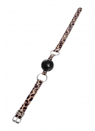 Черный кляп-шар на леопардовых ремешках Anonymo - ToyFa - купить с доставкой в Новочебоксарске