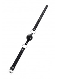 Черный кляп-шар на кожаных ремешках Anonymo - ToyFa - купить с доставкой в Новочебоксарске