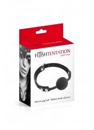 Черный силиконовый кляп-шарик на ремешках - Fetish Tentation - купить с доставкой в Новочебоксарске