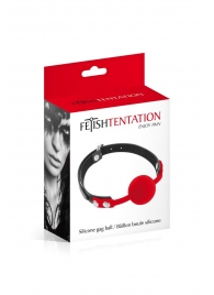 Красный кляп-шарик на черных ремешках - Fetish Tentation - купить с доставкой в Новочебоксарске