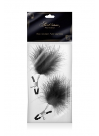 Зажимы на соски с черными пуховыми кисточками Sweet Caress Feather Nipple Clumps - Sweet Caress - купить с доставкой в Новочебоксарске