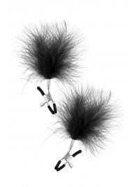 Зажимы на соски с черными пуховыми кисточками Sweet Caress Feather Nipple Clumps - Sweet Caress - купить с доставкой в Новочебоксарске
