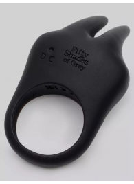 Черное эрекционное виброкольцо Sensation Rechargeable Vibrating Rabbit Love Ring - Fifty Shades of Grey - в Новочебоксарске купить с доставкой