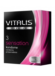 Презервативы с пупырышками и кольцами VITALIS PREMIUM sensation - 3 шт. - Vitalis - купить с доставкой в Новочебоксарске