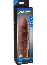 Коричневая насадка Mega 2  Extension - 20,3 см. - Pipedream - в Новочебоксарске купить с доставкой