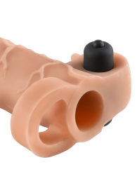 Телесная вибронасадка с кольцом Vibrating Real Feel 2 Extension - 16 см. - Pipedream - в Новочебоксарске купить с доставкой