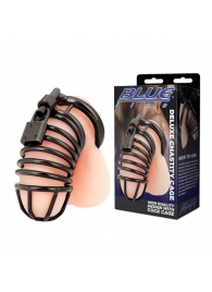 Черная металлическая клетка с замком Deluxe Chastity Cage - BlueLine - купить с доставкой в Новочебоксарске