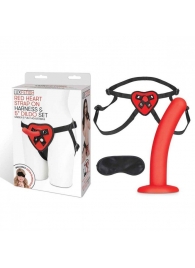 Красный поясной фаллоимитатор Red Heart Strap on Harness   5in Dildo Set - 12,25 см. - Lux Fetish - купить с доставкой в Новочебоксарске