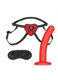 Красный поясной фаллоимитатор Red Heart Strap on Harness   5in Dildo Set - 12,25 см. - Lux Fetish - купить с доставкой в Новочебоксарске