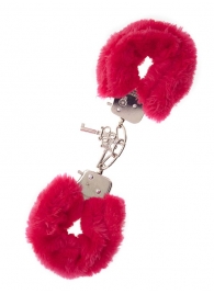Металлические наручники с красной меховой опушкой METAL HANDCUFF WITH PLUSH RED - Dream Toys - купить с доставкой в Новочебоксарске