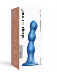 Голубая насадка Strap-On-Me Dildo Plug Balls size L - Strap-on-me - купить с доставкой в Новочебоксарске
