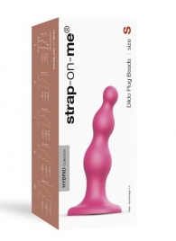 Розовая насадка Strap-On-Me Dildo Plug Beads size S - Strap-on-me - купить с доставкой в Новочебоксарске