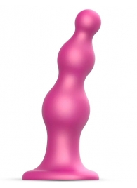 Розовая насадка Strap-On-Me Dildo Plug Beads size S - Strap-on-me - купить с доставкой в Новочебоксарске