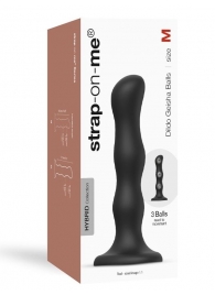 Черная насадка Strap-On-Me Dildo Geisha Balls size M - Strap-on-me - купить с доставкой в Новочебоксарске